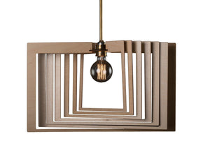 Square Stack Modern Wood Pendant Light.